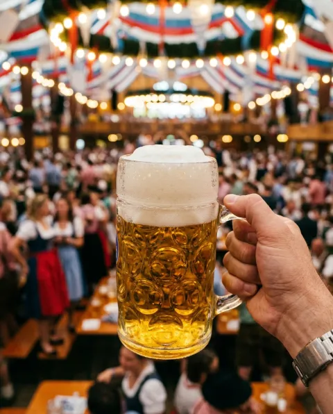 Have a beer at Oktoberfest in Munich, Germany.