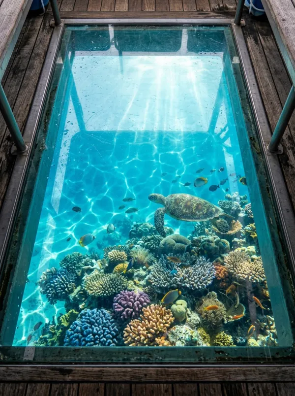 Take a glass-bottom boat tour over the Great Barrier Reef.