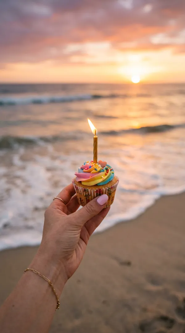 一緒に外で誕生日を祝う