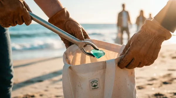 Volunteer at a community cleanup event.