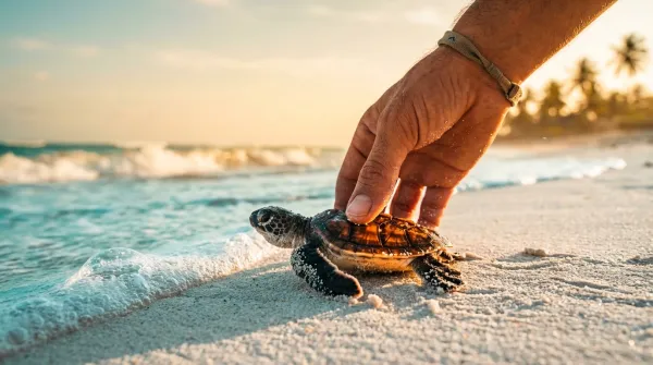 Volunteer at a turtle conservation farm.