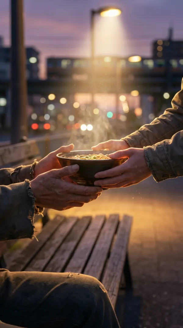 Treat homeless people to dinner.