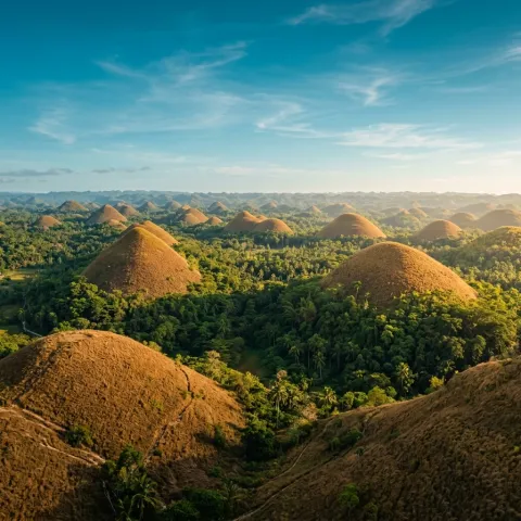 Photograph the Chocolate Hills in the Philippines.